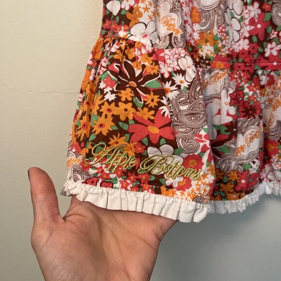 Vintage Apple Bottom Floral Mini Skirt Y2K Boho Ruffle Hem Tie Waist- Small - Picture 8 of 10